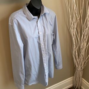 Blue and white pinstripe oversized blouse